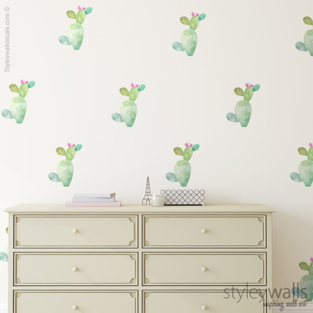 Cactus Wall Decal, Watercolor Cactus Wall Decal, Cactus Wall Decor