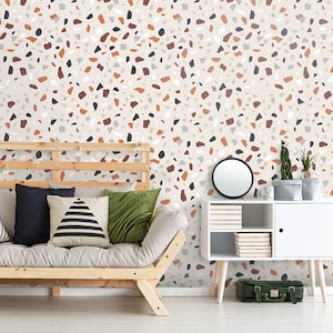 Terrazzo Wallpaper, Italian Terrazzo Pattern Wallpaper, Self Adhesive Modern Wallpaper, Repositionable Fabric Wallpaper