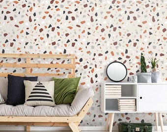 Terrazzo behang, Italiaanse Terrazzo patroonbehang, zelfklevend modern behang, herpositioneerbaar stoffenbehang