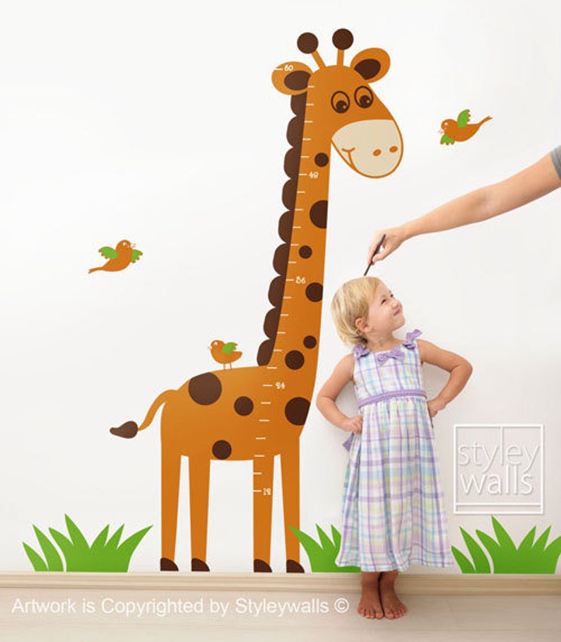 Giraffe Wall Decal Giraffe Growth Chart Nursery Wall Decal Etsy