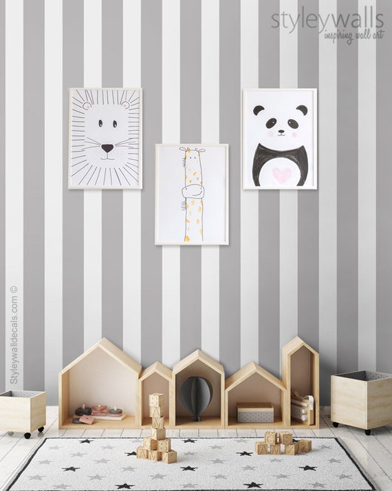 Stripes Wallpaper Vertical Gray Striped Pattern Wallpaper Repositionable Removable Fabric Kids Room Decor Peel And Stick Self Adhesive