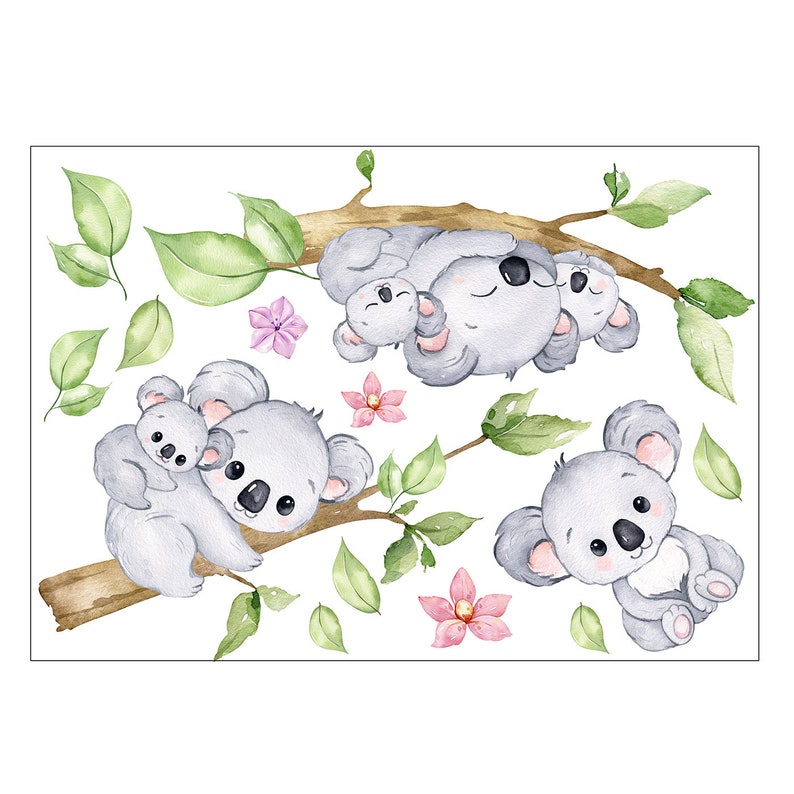 KOALAS Wall Decal, Koalas and Branches Wall Decal, Koalas Sticker, Koala Bear Wall Sticker, Kids Room Decor, Nursery Room Decals image 5