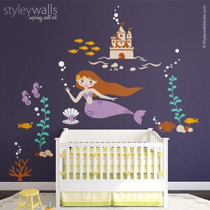 Mermaid Wall Decal, Mermaid Nursery Sticker, Sea Castle Wall Decal ...