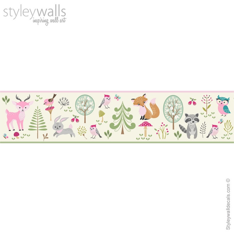 Woodland Wall Border Decal Woodland Animals Border Wall Etsy