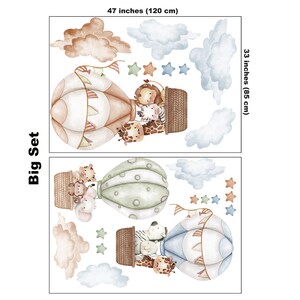 Watercolor Air Balloons and Animals Wall Decal, Hot Air Balloons Jungle ...