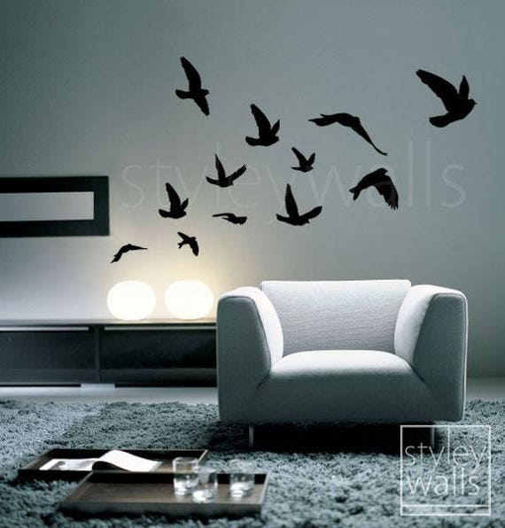 Plant Fashion Self-adhesive Wall Decals Wall Stickers Room Decor Flying Bird 