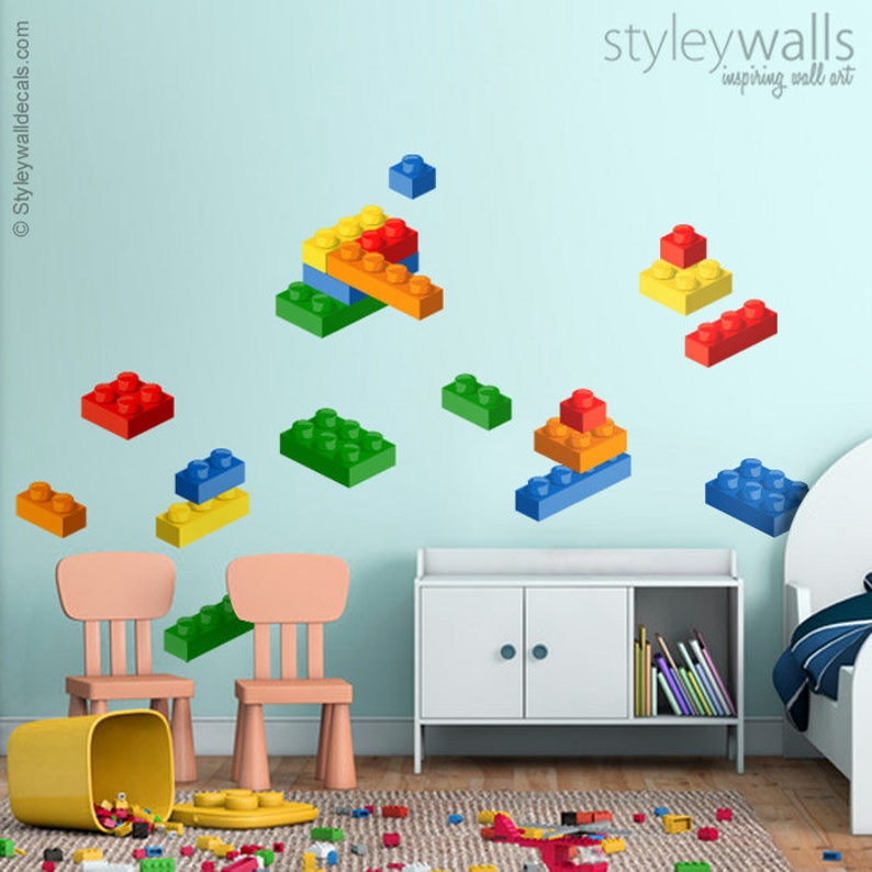 Building Blocks Wall Decal Lego Wall Sticker Bricks Wall Etsy