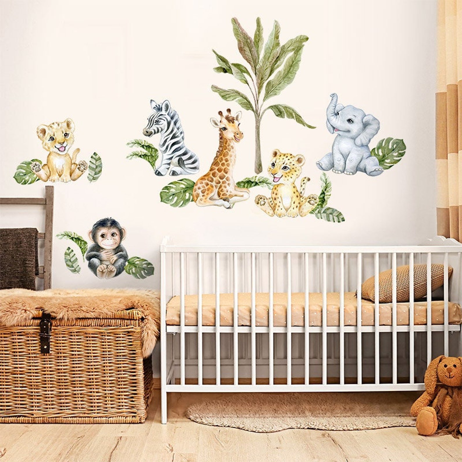 Safari Baby Animals Wall Decal Jungle Wall Decal Sticker Etsy