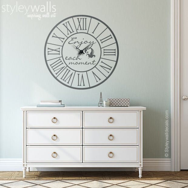Sticker horloge, Sticker horloge romaine, Sticker mural horloge, décoration murale de salon, Sticker mural bureau, décoration murale d'horloge, horlog