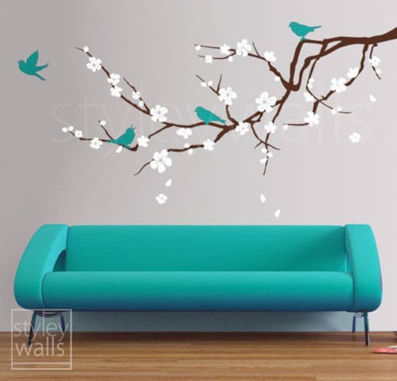 Cherry Blossom Branch Wall Decal Blossoming Cherry Tree Etsy