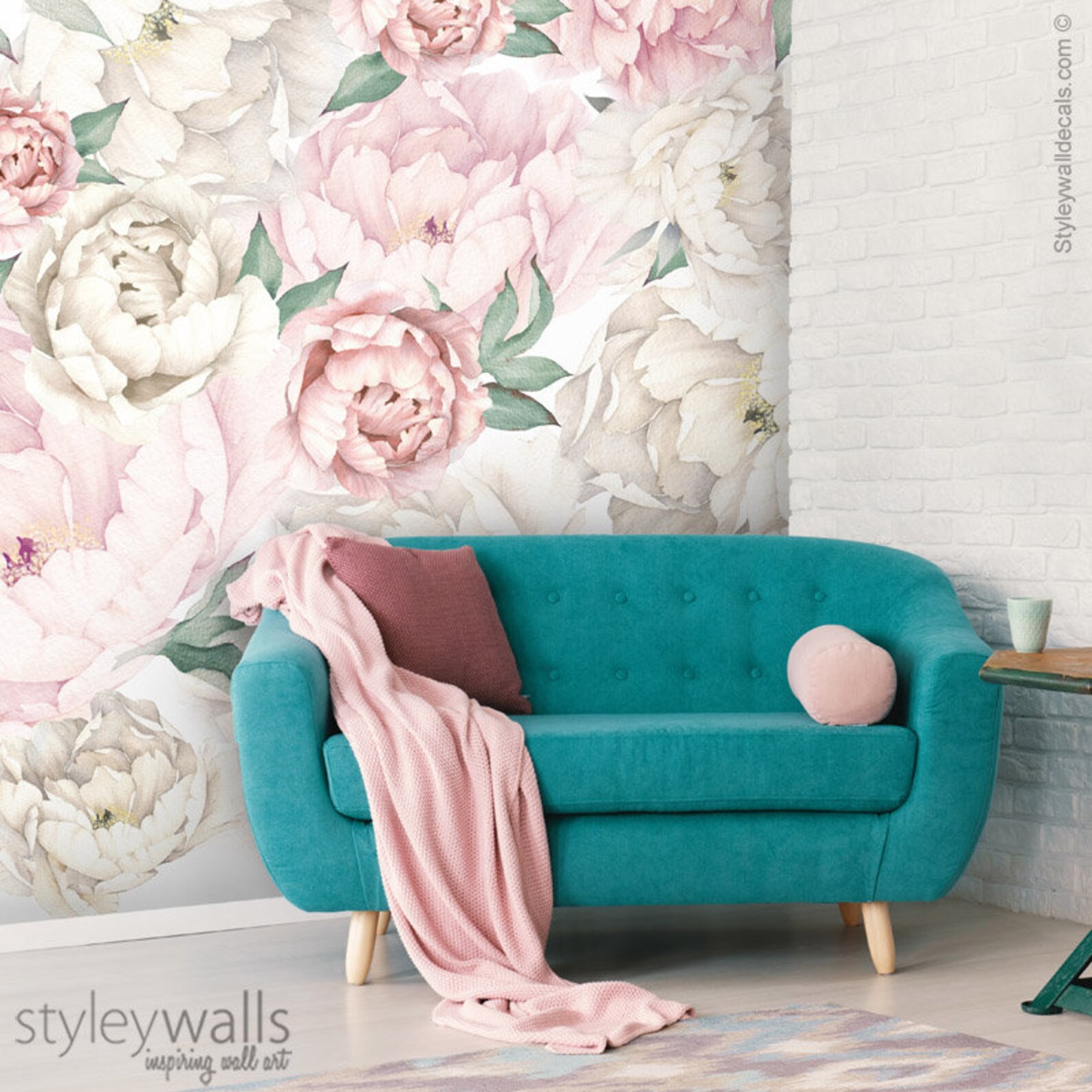Peony Wallpaper Peonies Wallpaper Pink White Watercolor Etsy Canada