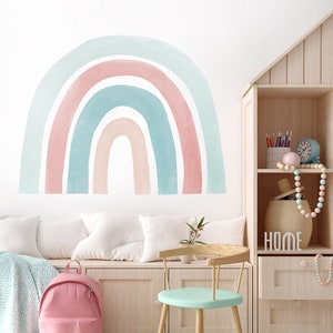 Regenboog muur sticker, roze pastel regenboog muur sticker, Kids babykamer muur sticker, regenboog kwekerij muur decor, speelkamer muur sticker sticker