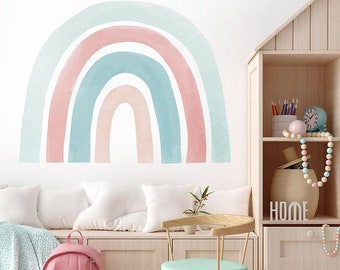 Rainbow Wall Decal, Pink Pastel Rainbow Wall Sticker, Kids Baby Room Wall Decal, Rainbow Nursery Wall Decor, Playroom Wall Decal Sticker