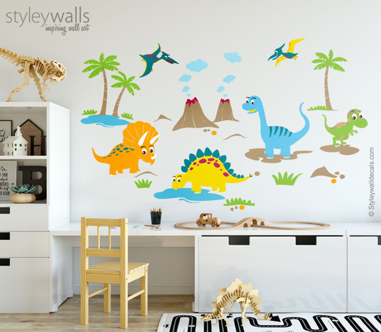 Dinosaurs Wall Decals for Nursery, Dinosaurs Wall Stickers, Playroom ...
