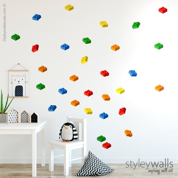 Lego Blocks Wall Lego Wall Sticker Cubes Wall Decal Etsy