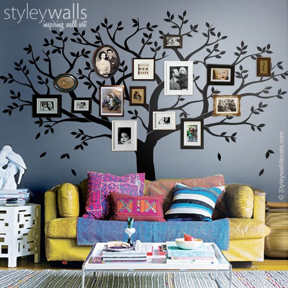 Family Tree Wandtattoo Baum Wandtattoo Foto Rahmen Baum Etsy
