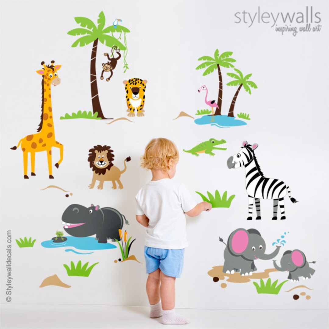 Safari Animals Wall Decal, Safari Wall Decal Sticker, Jungle Animals