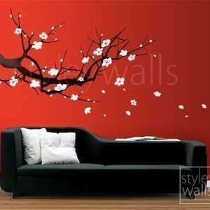 Cherry Branch Wall Decals Cherry Blossom Wall Decal Sakura Tree Nursery Wall Decal Branch Wall Decal Tree Wall Decal Home Decor Art image 2