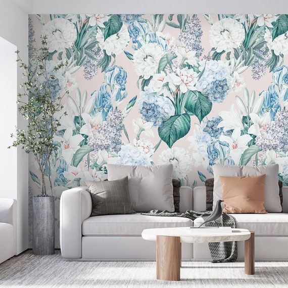 Floral Wallpaper Iris Flowers Wallpaper Botanical Flowers - Etsy