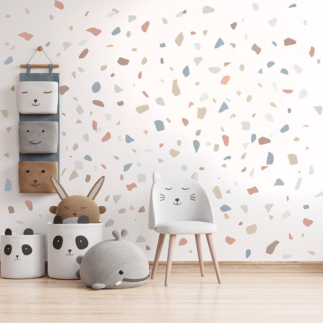 Terrazzo Wall Decal Terrazzo Wall Sticker Blue Pastel Etsy