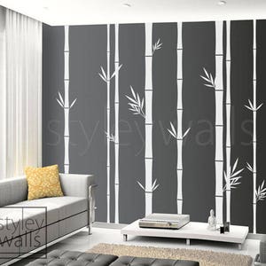 Bamboo Wall Decal, Bamboo Tree Wall Decal, 100inch Tall Set of 8 Bamboo Stalks, Home decor, Vinyl Wall Art Decor, Bamboo Living Room Decal image 1