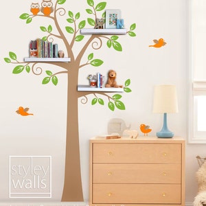 Shelves Tree Decal Children Wall Decal, Shelf Tree Wall Decal for Nursery Decor, Shelving Tree Kids Decal Wall Sticker Room Decor image 2