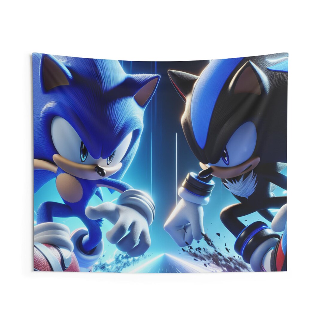 Sonic Shadow Rug Sonic Vs Shadow Road Indoor Wall Tapestries - Vibrant Colors, Polyester ...