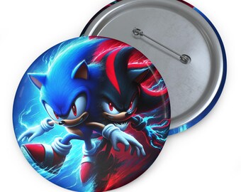 Custom Sonic and Shadow Pin Buttons: Gamer Collectible Badges