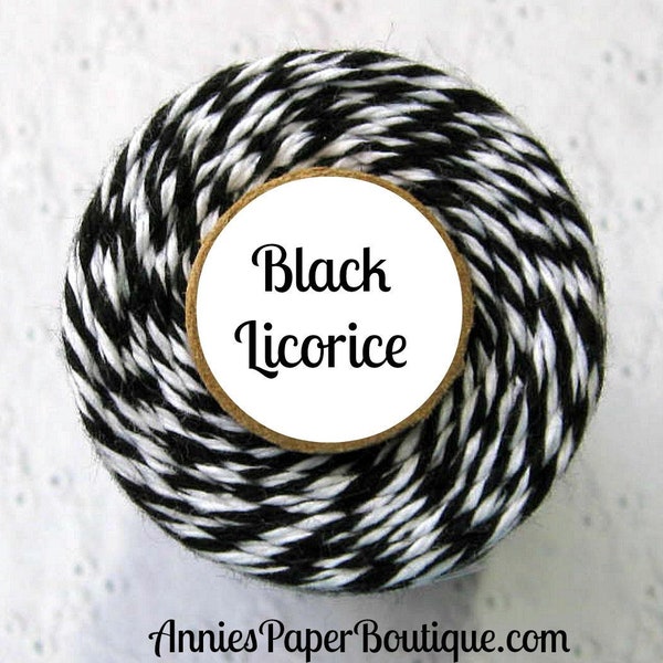 Black and White Trendy Bakers Twine - Black Licorice - Packaging, Crafting, Decorating, DIY - Scrapbooking, Junk or Art Journaling, Tags