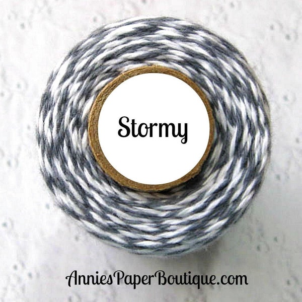 Gray and White Trendy Bakers Twine - Stormy - for Packaging, Crafting, Decorating, DIY, Cardmaking - Favors, Treats - Junk Journal, Ephemera