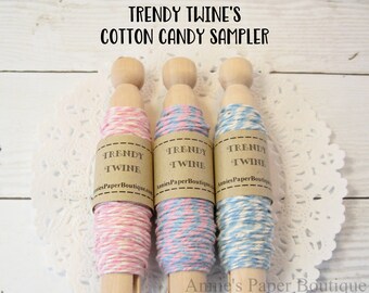 Cotton Candy Trendy Bakers Twine Sampler - Light Pink, Light Blue - for Packaging, Decorating, Baking, Treats, Crafting - Baby Shower