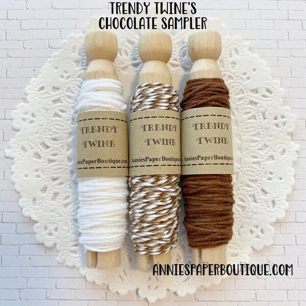 Chocolate Trendy Bakers Twine Sampler - Brown and White - for Packaging, Decorating, Crafting, Party Favors, Treats - Art, Junk Journaling