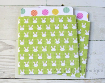 Bunny & Eggs Library Book Pockets - Easter Rabbit - Art or Junk Journal, Scrapbook, Planner - Use for Gift Cards, Paper, Receipts, Ephemera
