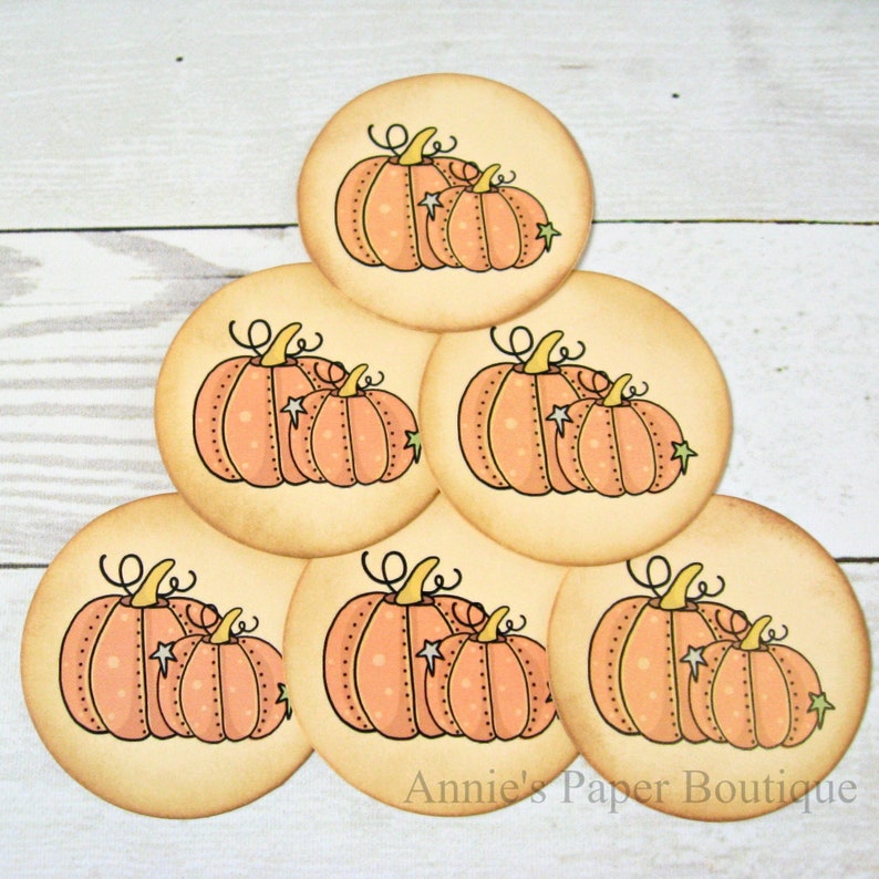 Package Favor Planner Gift Vintage Inspired Fall Autumn Retro Parcel Round Pumpkins Tags Junk Journal Halloween Ephemera