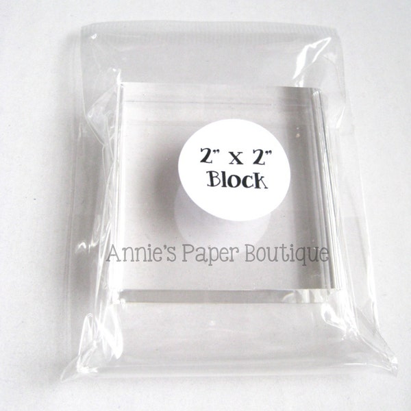 Clear Stamp Block, Stamping Block, Acrylic Block for Stamps - 2" by 2" with Finger Grooves - Planner Stamps, Unmounted Rubber Stamps