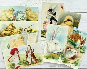 Easter Bundle Retro Tags - Vintage Inspired - Favor, Gift - Planner, Travelers Notebook, Art Junk Journal Ephemera, Spring, Chicks, Rabbits