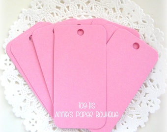 12 Pink Tags - Gift Giving, Cardstock, Price, Inventory, Packaging, Treat, Favor, Showers, Party, Art or Junk Journal - Blank Hang Tags