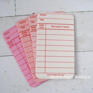 Pink Red Mini Library Cards for Journaling & Planning Planner, Notes, To Dos, Travelers Notebook, Junk Journal, Memory Keeping, Tasks image 1