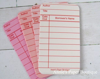 Pink + Red Mini Library Cards for Journaling & Planning - Planner, Notes, To Dos, Travelers Notebook, Junk Journal, Memory Keeping, Tasks