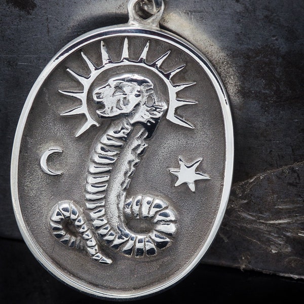 Sterling Gnostic Lion Serpent