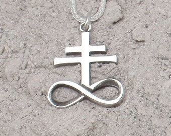 Sterling Silver Brimstone, Leviathan Cross Pendant (Polished/Small)