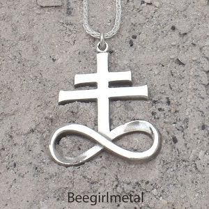 Sterling Silver Brimstone, Leviathan Cross Pendant (Polished/Large)