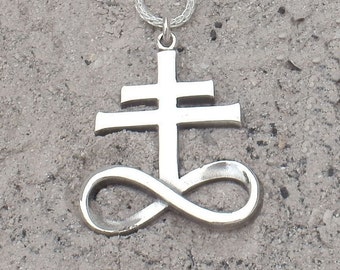 Sterling Silver Brimstone, Leviathan Cross Pendant (Polished/Large)