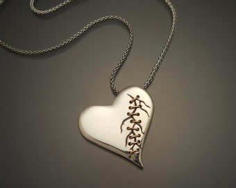 Sterling Silver Stitched Heart Pendant
