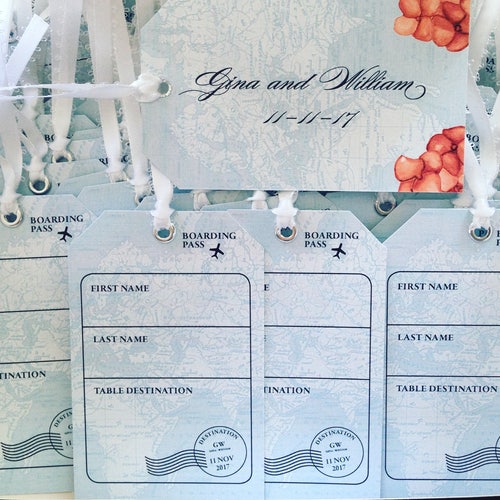 Luggage Tag Escort / Place Cards for Your Destination Etsy