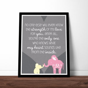 THE ORIGINAL Elephant Quote Poster / Print for Baby's Nursery / Pink Baby Girl with Brown Background image 6