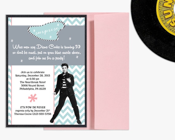 Elvis Presley Milestone Birthday Invitation Surprise Party Etsy