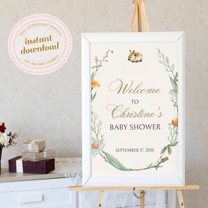 Peter Rabbit Baby Shower Welcome Sign | INSTANT DOWNLOAD | 4 Sizes Included | Template Only | Printable, Editable Template