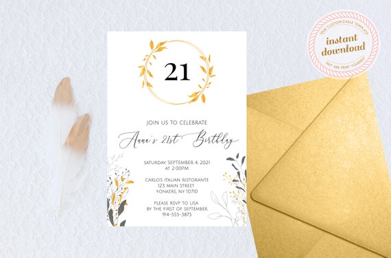 Surprise 21st Birthday Invitation Download Rose Gold (Instant Download) 