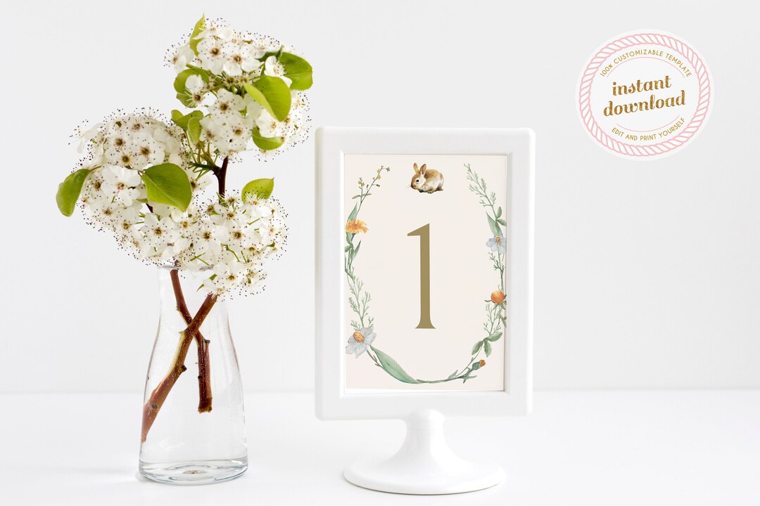 Peter Rabbit Baby Shower Table Numbers | Two Sizes | INSTANT DOWNLOAD ...